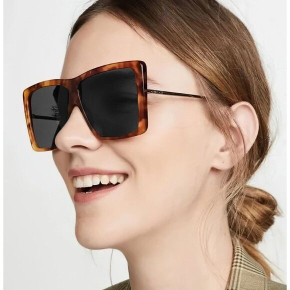 Gucci Black and Brown Oversized Sunglasses - Picture 1 of 14